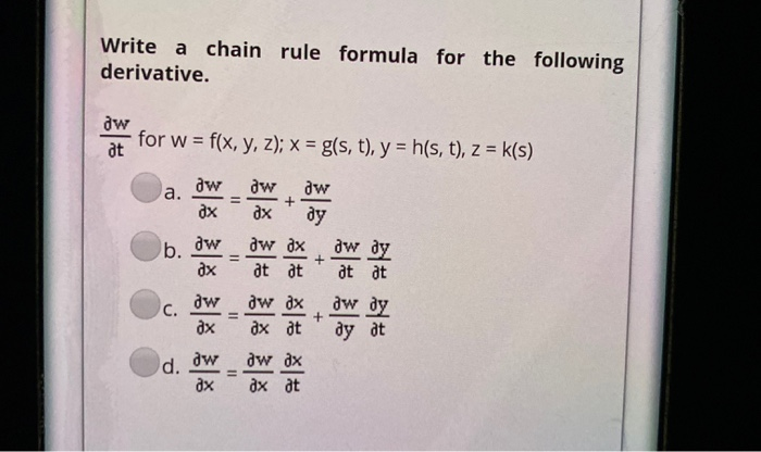 Solved Write A Chain Rule Formula For The Following Deriv Chegg Com