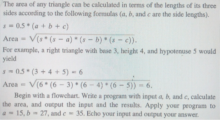 Solved The area of any triangle can be calculated in terms | Chegg.com