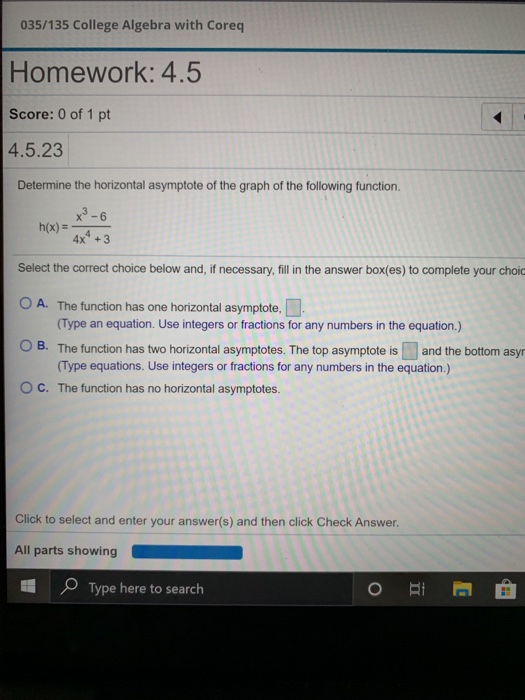 Solved 035/135 College Algebra with Coreq Homework: 4.5 | Chegg.com