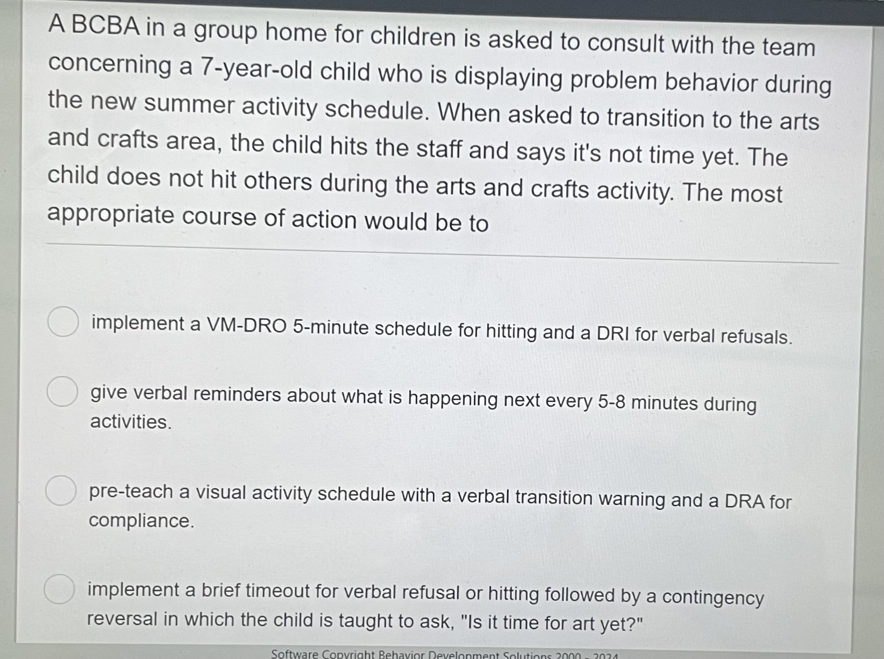 Solved A BCBA in a group home for children is asked to | Chegg.com