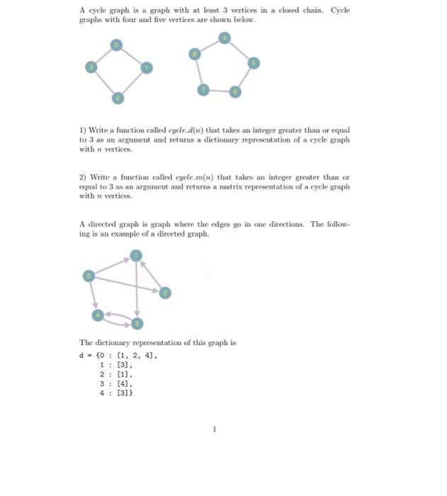 A cycle graph is a graph with at least 3 vertices in | Chegg.com