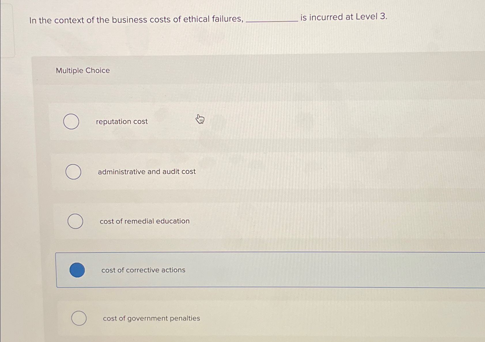 Solved In the context of the business costs of ethical | Chegg.com