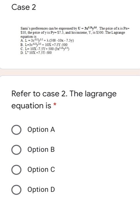 Solved Case 1 Mare S Preferences Are Expressed By The Fol Chegg Com
