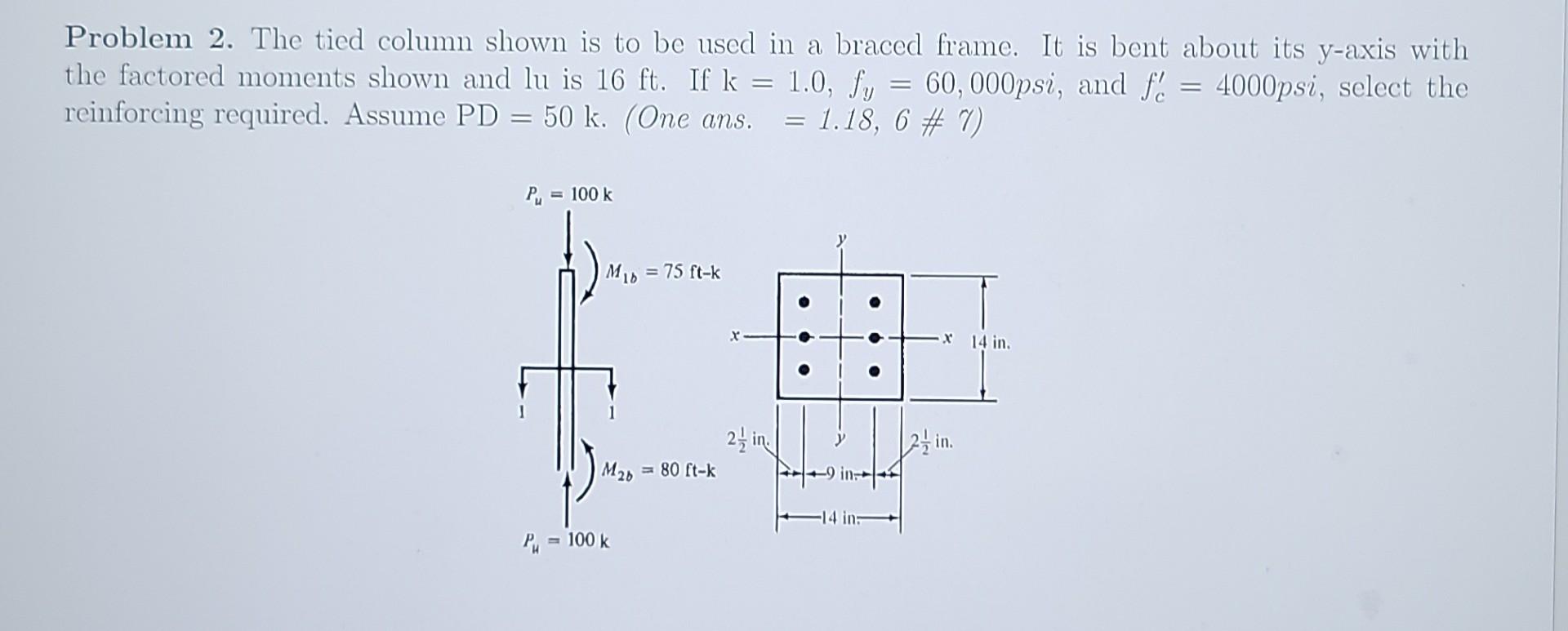 Solved Problem 2. The tied column shown is to be used in a | Chegg.com