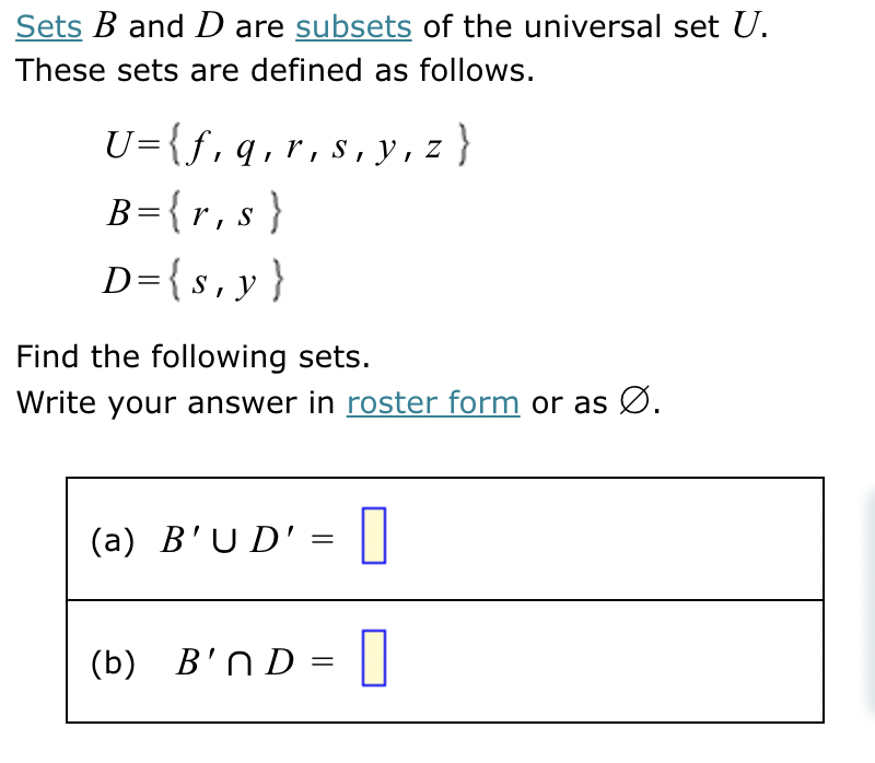 Solved Sets B ﻿and D ﻿are Subsets Of The Universal Set | Chegg.com