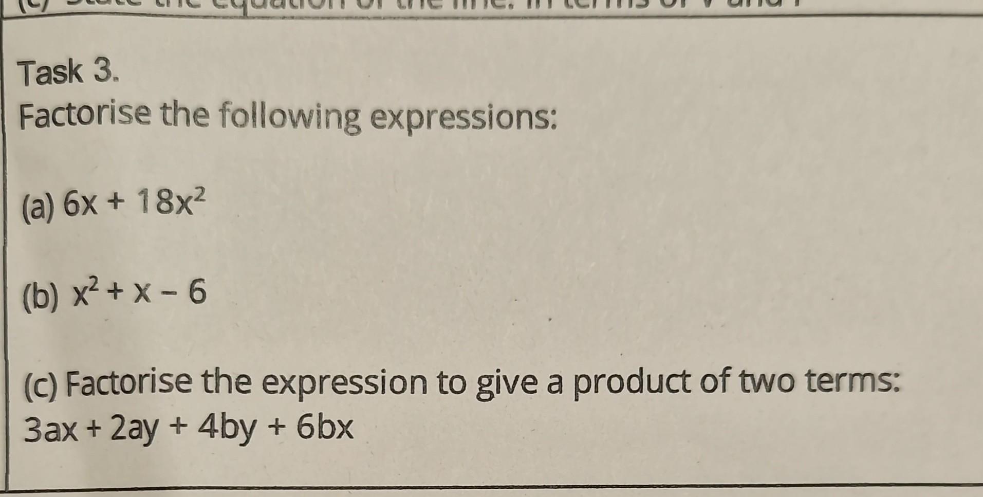 factorise the following expression 3m 2 9m 6