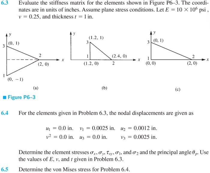 Solved 6.3 Evaluate The Stiffness Matrix For The Elements | Chegg.com