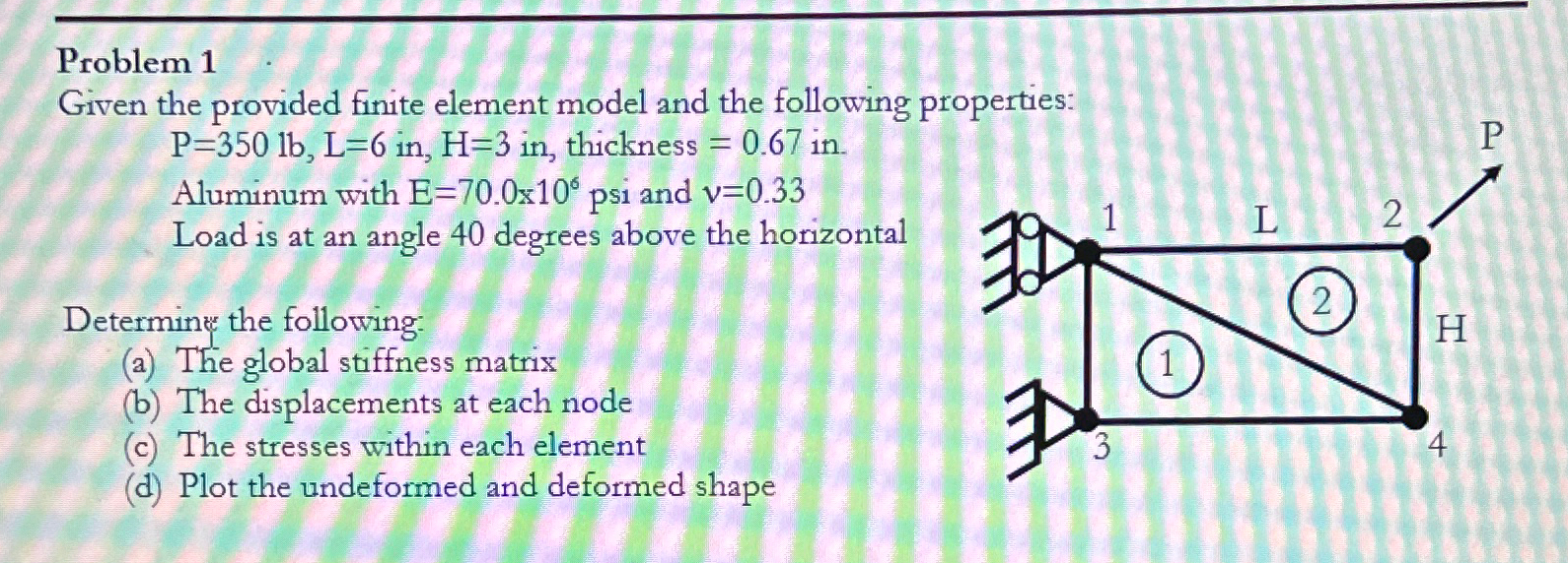Problem 1Given the provided finite element model and | Chegg.com