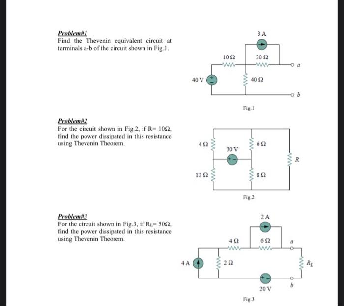 Solved 3A Problem #1 Find the Thevenin equivalent circuit at | Chegg.com
