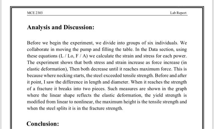 Tensile Test Conclusion