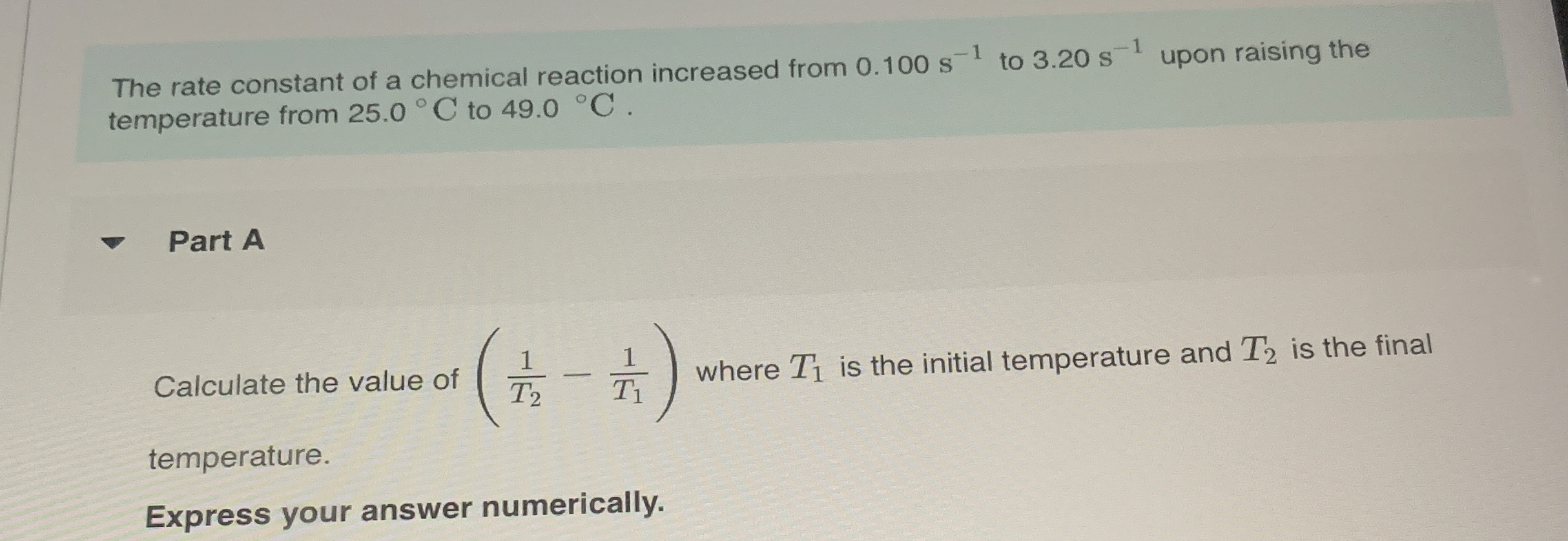 Solved The rate constant of a chemical reaction increased | Chegg.com