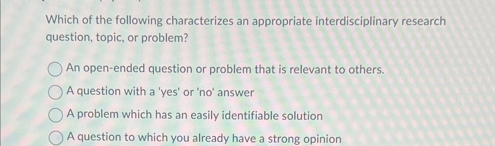 Solved Which of the following characterizes an appropriate | Chegg.com