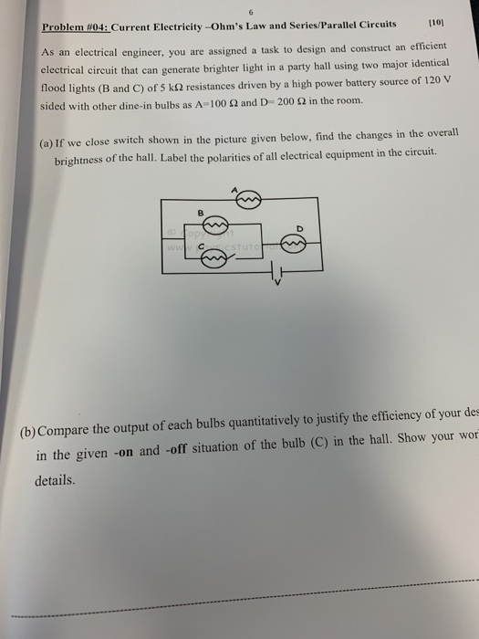 Solved 110 Problem #04: Current Electricity Ohm's Law And | Chegg.com