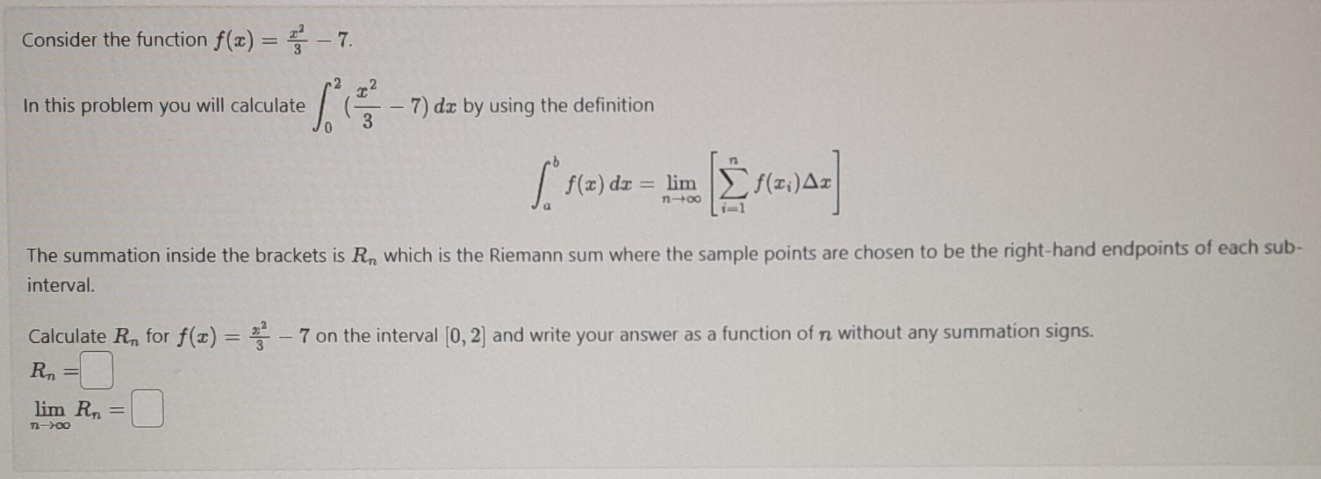 Solved Consider the function f(x)=3x2−7. In this problem you | Chegg.com