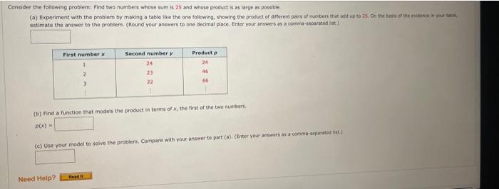 Solved Consider The Following Problem: Find Two Numbers | Chegg.com