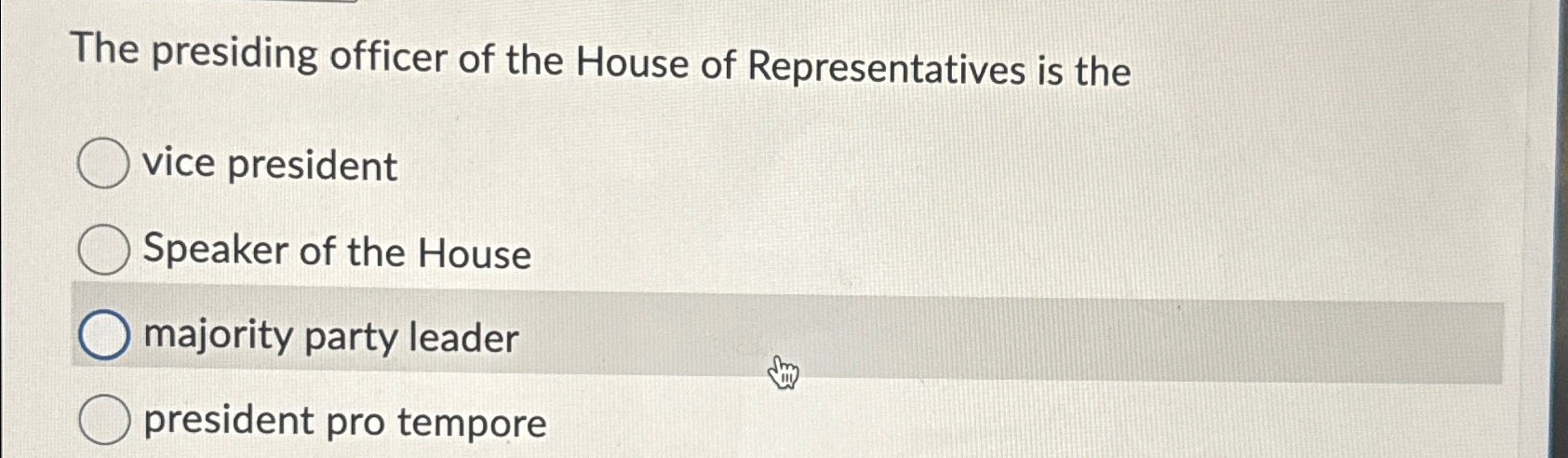 what is the title of presiding official of the house of representatives