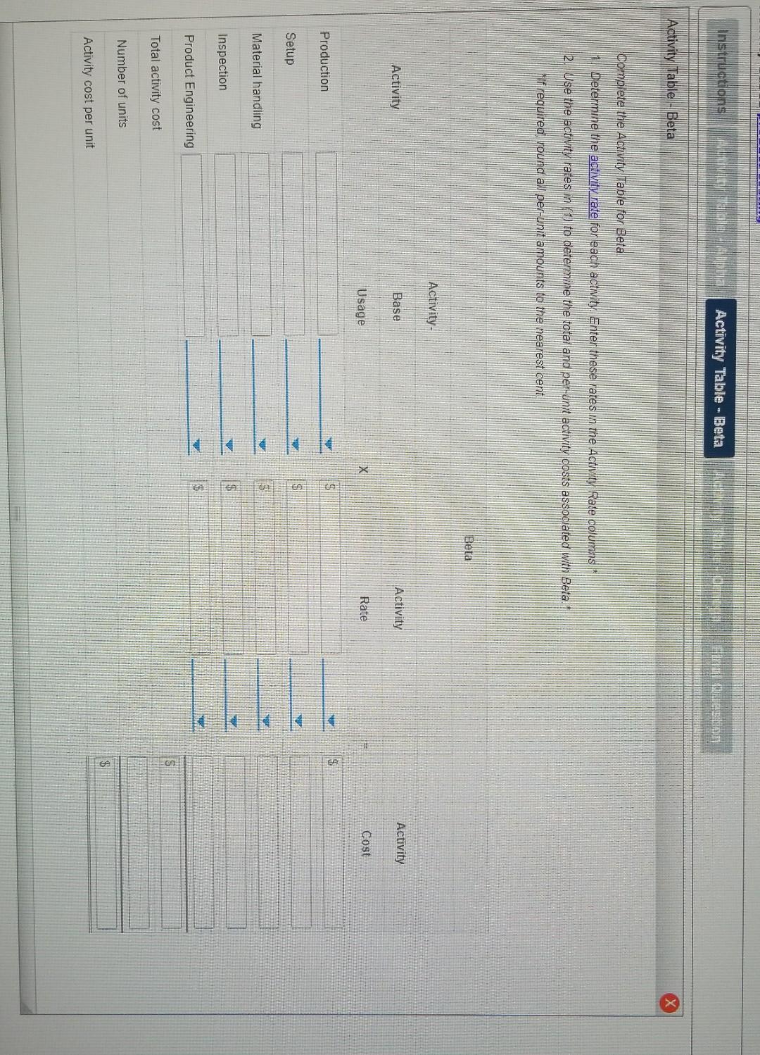 Solved Activity-based product costing Instructions Activity | Chegg.com