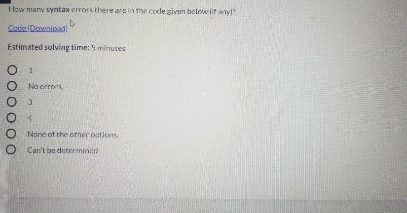 Solved How many syntax errors there are in the code given | Chegg.com