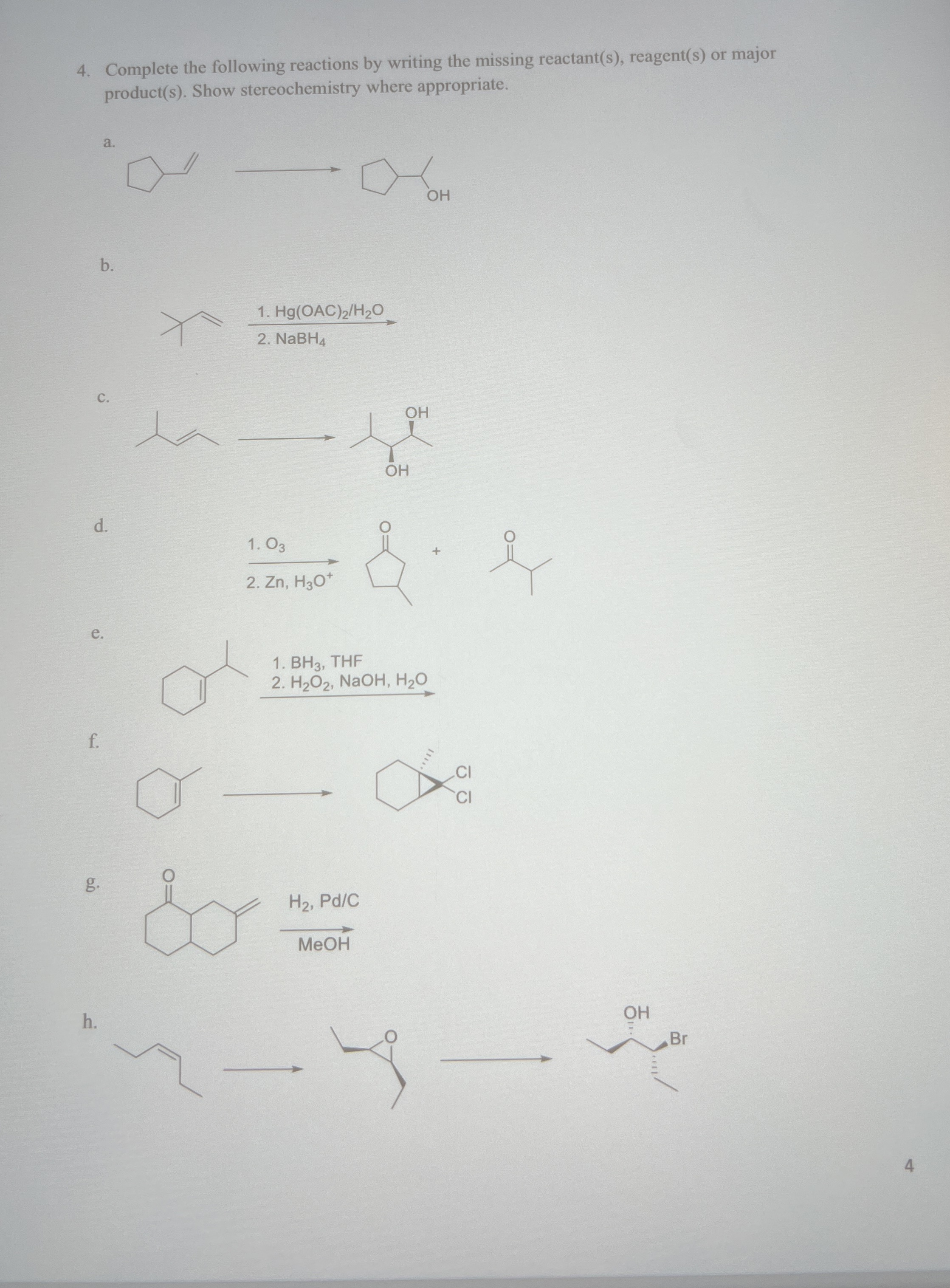 Solved by an EXPERT Complete the following reactions by writing the ...