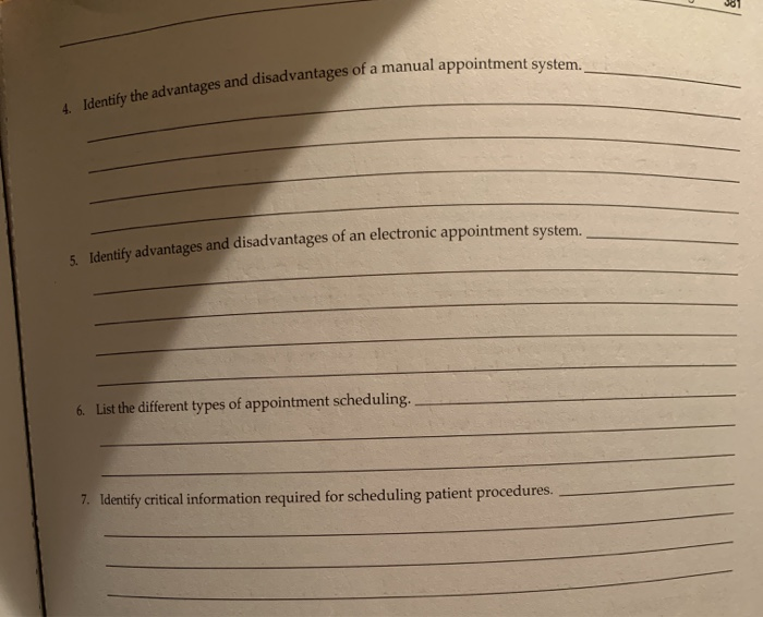 Solved ges and disadvantages of a manual appointment system