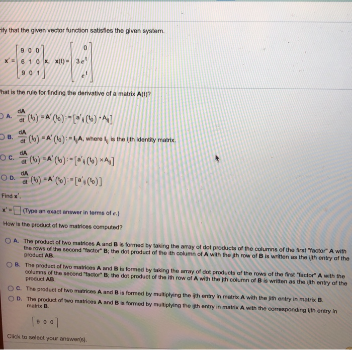 Solved Y That The Given Vector Function Satisfies The Given