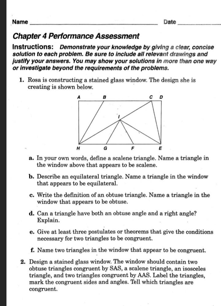 Solved Name Date Chapter 4 Performance Assessment Instruc Chegg Com