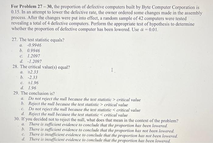 Solved For Problem 27 - 30, the proportion of defective | Chegg.com