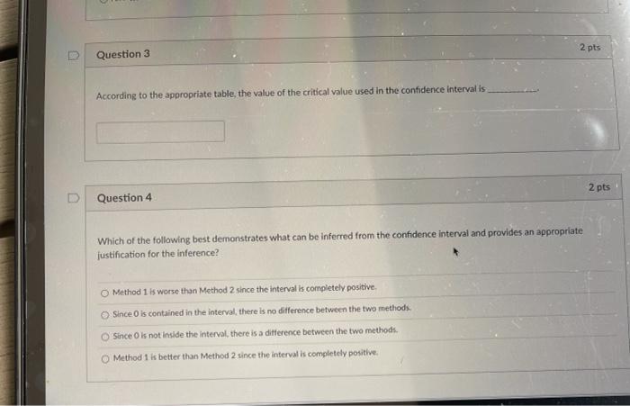 Solved D Question 1 5 pts Two methods were used to teach a | Chegg.com