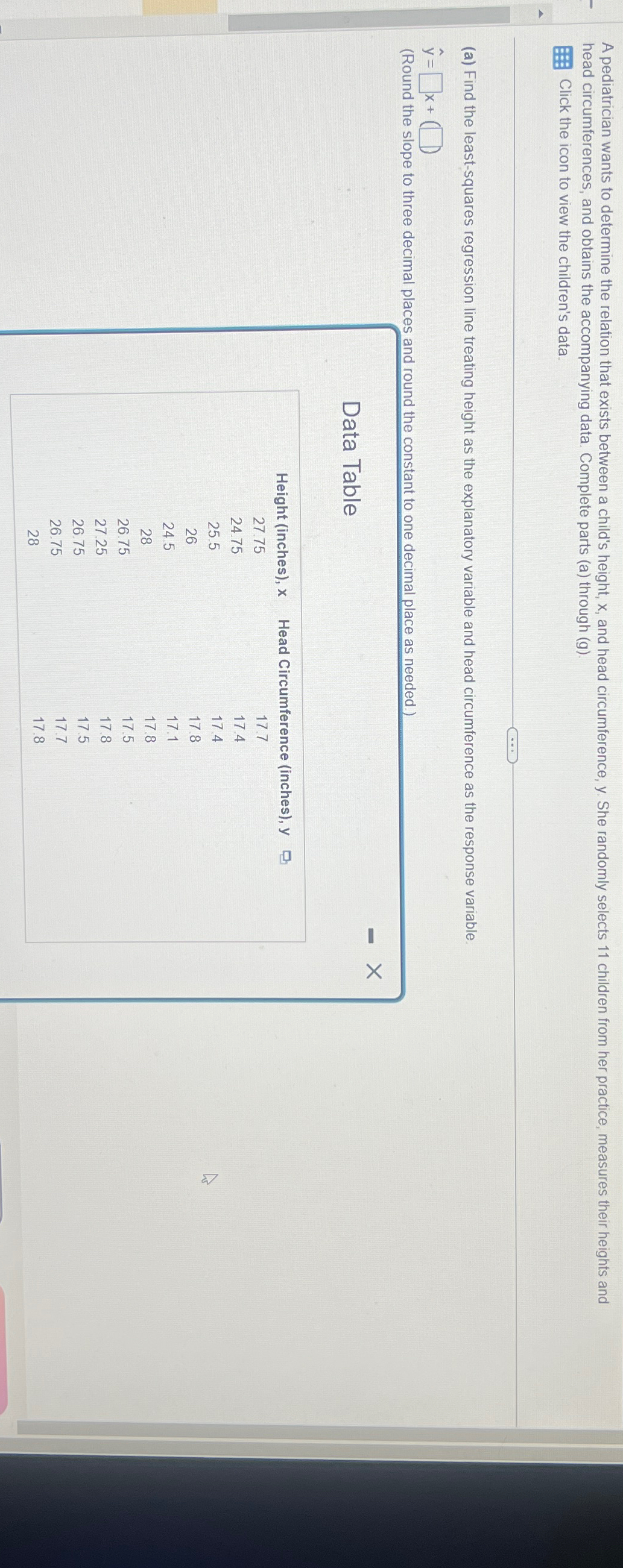 Solved A pediatrician wants to determine the relation that | Chegg.com