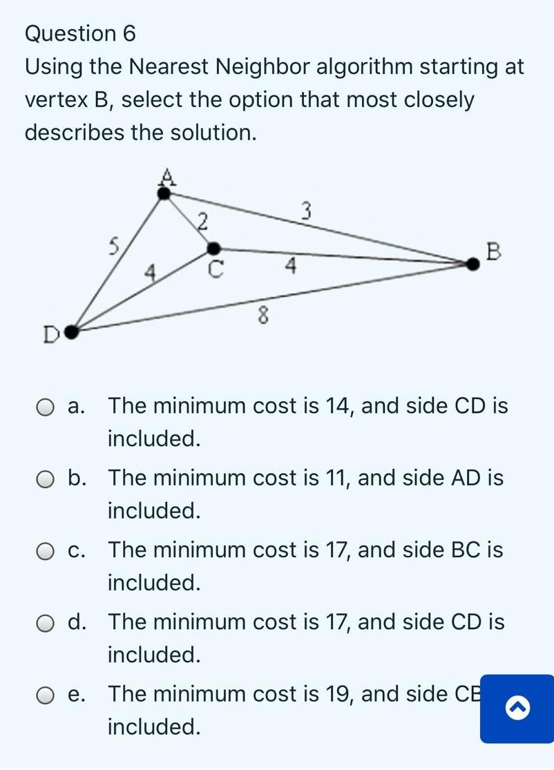 Solved Question 6 Using The Nearest Neighbor Algorithm | Chegg.com