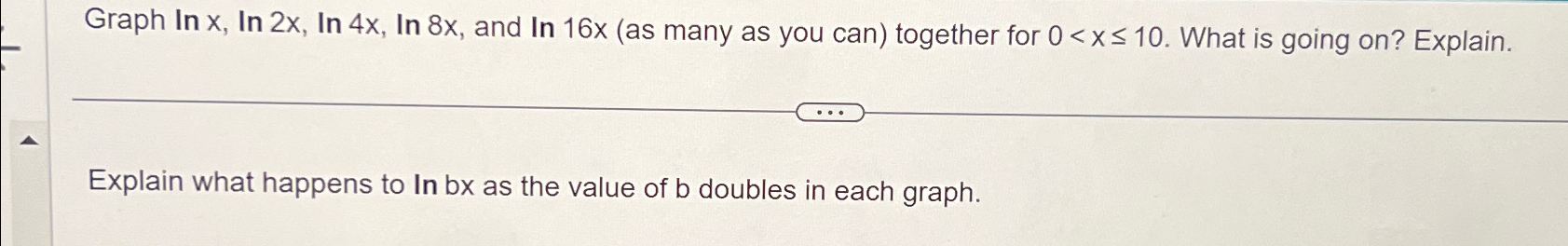 Solved Graph Inx,ln2x,ln4x,ln8x, ﻿and In 16x (as many as you | Chegg.com