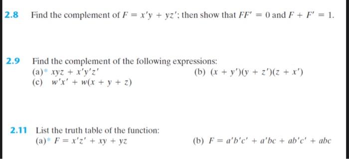 Solved 8 Find The Complement Of Fx′yyz′ Then Show That 9948