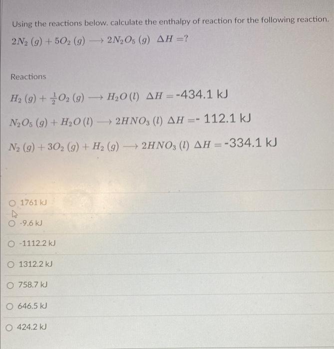 Solved Using The Reactions Below. Calculate The Enthalpy Of | Chegg.com