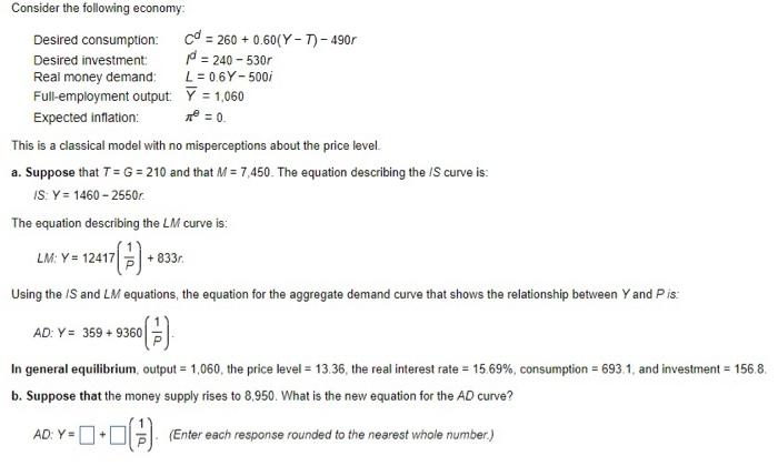 Solved Consider the following economy: This is a classical | Chegg.com