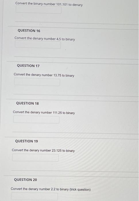 Solved Convert the binary number 10 to denary QUESTION 2 | Chegg.com