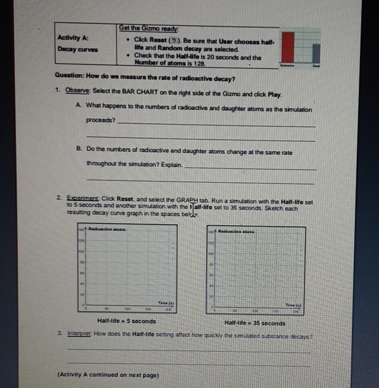 Student Exploration Half Life Vocabulary Daughter Chegg Com