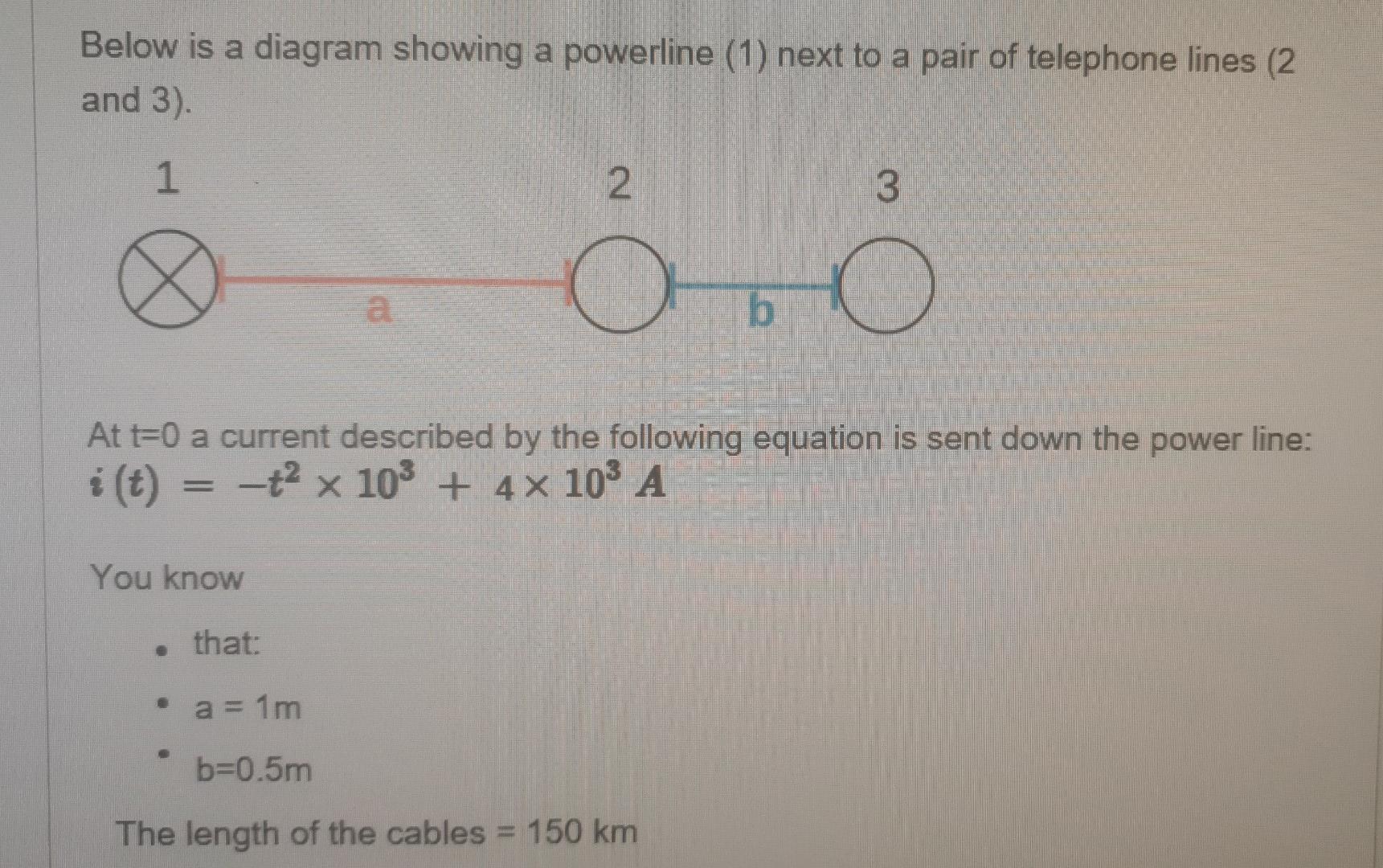 Solved Below is a diagram showing a powerline (1) next to a | Chegg.com