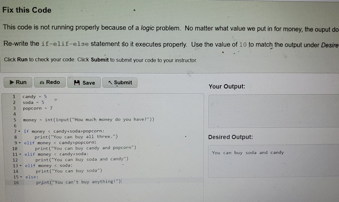Solved Fix this CodeThis code is not running properly | Chegg.com