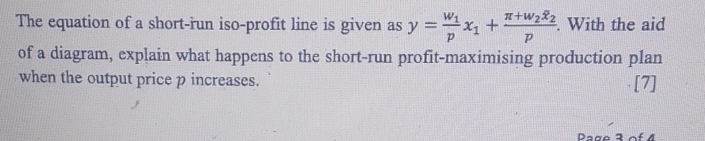 Solved The equation of a short-run iso-profit line is given | Chegg.com