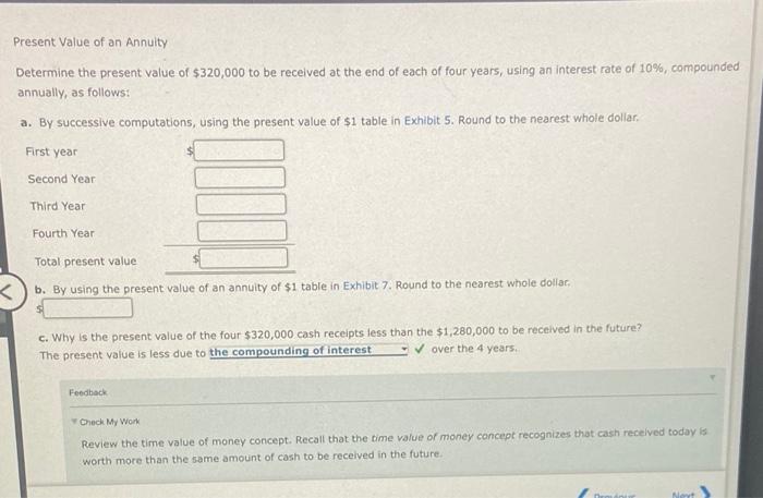 Solved Present Value Of An Annuity Determine The Present | Chegg.com