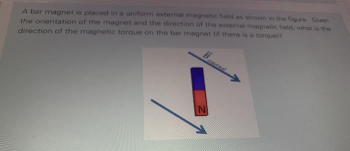 Solved A bar magnet is placed in a uniform external magnetic | Chegg.com