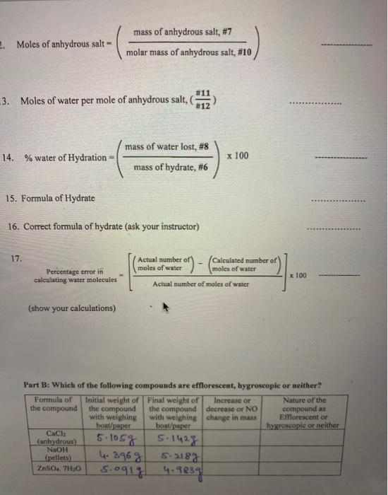 Solved Mass Of Anhydrous Salt 7 2 Moles Of Anhydrous Salt Chegg Com Solved Mass Of Anhydrous Salt 7 2 Moles Of Anhydrous Salt Chegg Com