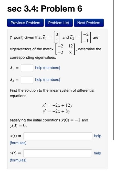 Solved sec 3.4: Problem 6 Previous Problem Problem List Next | Chegg.com