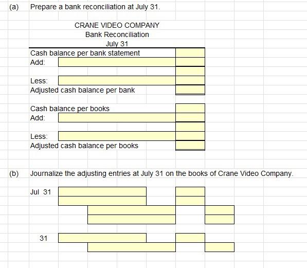 Solved E8.11 Prepare bank reconciliation and adjusting