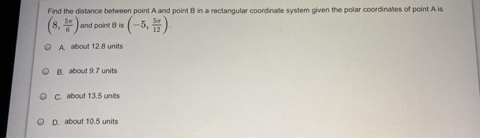 Solved Find the distance between point A and point B in a | Chegg.com