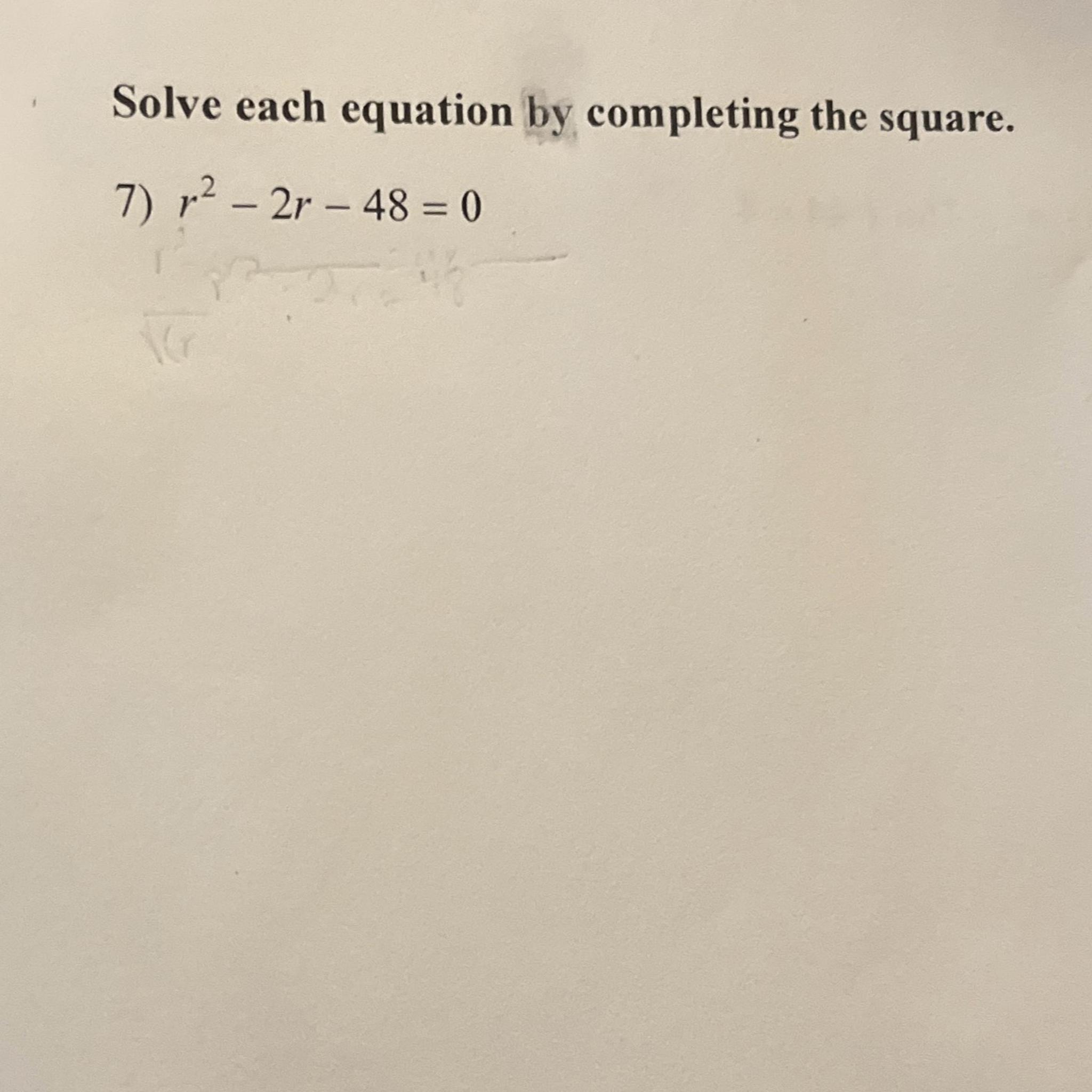 algebra 2 assignment solve each equation by completing the square