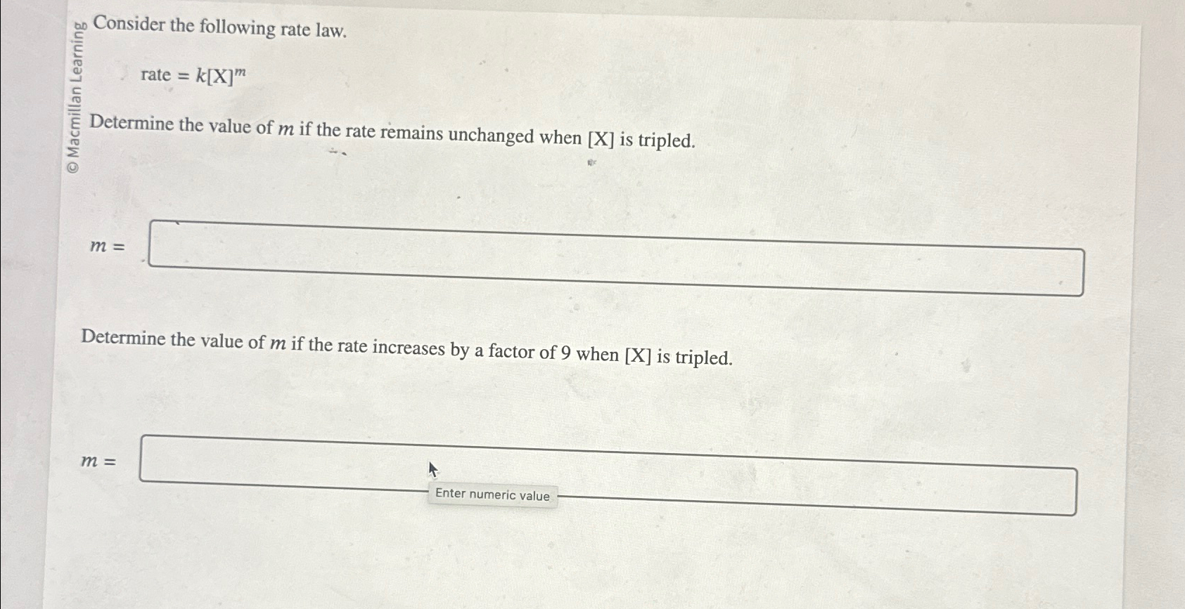 an Consider the following rate law.rate | Chegg.com