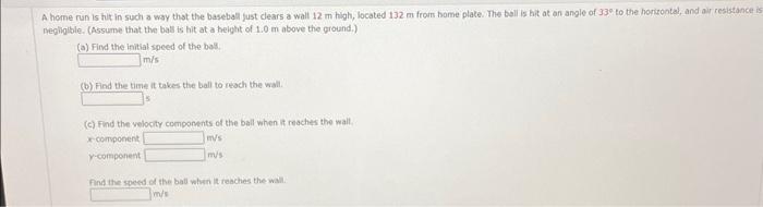 Solved A home run is hit in such a way thst the baseball | Chegg.com