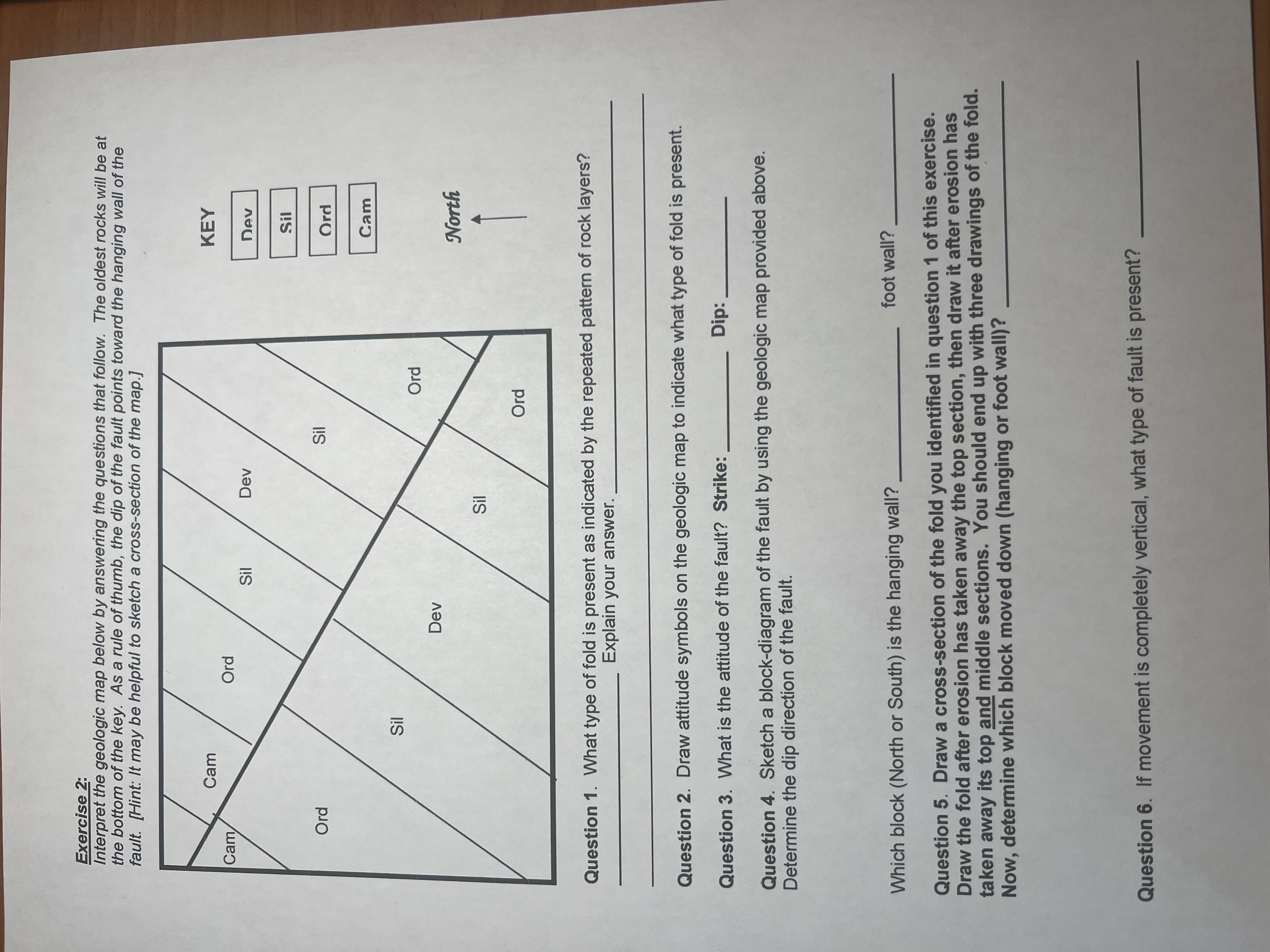 Solved Exercise 2:Interpret the geologic map below by | Chegg.com