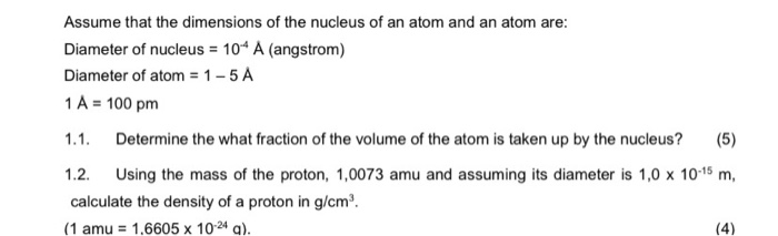 how to calculate size of nucleus of an atom